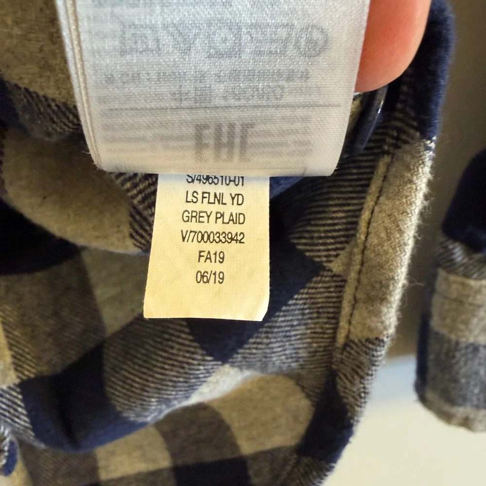 GAP Kids Boys Plaid Long Sleeve Button‎ Down Shirt XXL Regular Blue Grey